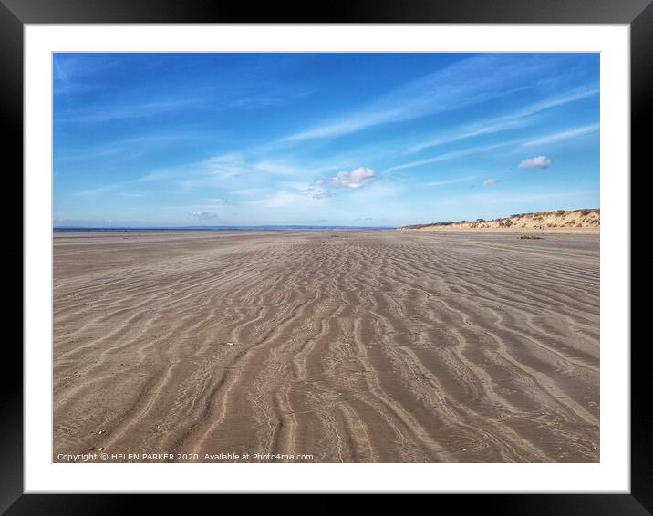 Flowing sands of Cefn Sidan Beach, South Wales Framed Mounted Print by HELEN PARKER
