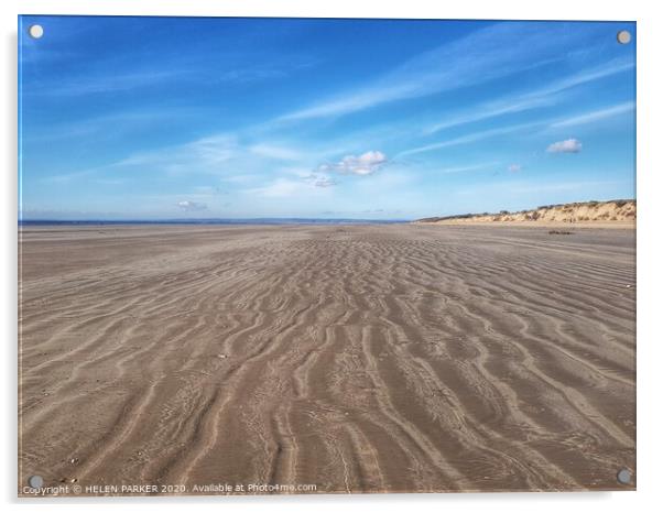 Flowing sands of Cefn Sidan Beach, South Wales Acrylic by HELEN PARKER