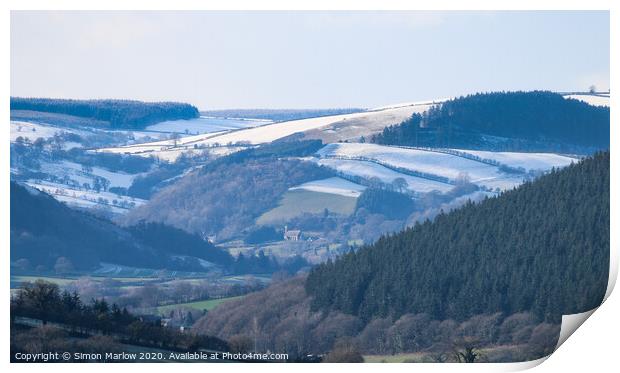 Majestic Shropshire winter landscape Print by Simon Marlow