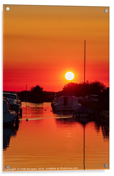 Sunset Infusion over Thurne Dyke Norfolk  Acrylic by Holly Burgess