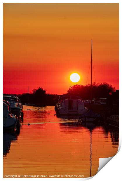 Sunset Infusion over Thurne Dyke Norfolk  Print by Holly Burgess