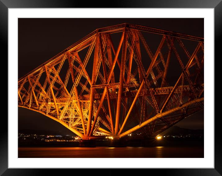Forth Bridge at night. Framed Mounted Print by Tommy Dickson