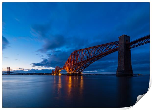 Forth Bridge at dusk. Print by Tommy Dickson