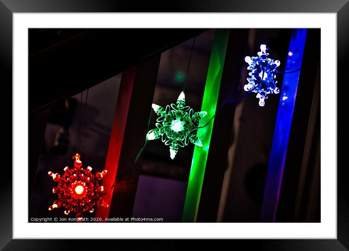 Christmas Snowflake Lights Framed Mounted Print by Jon Kondrath