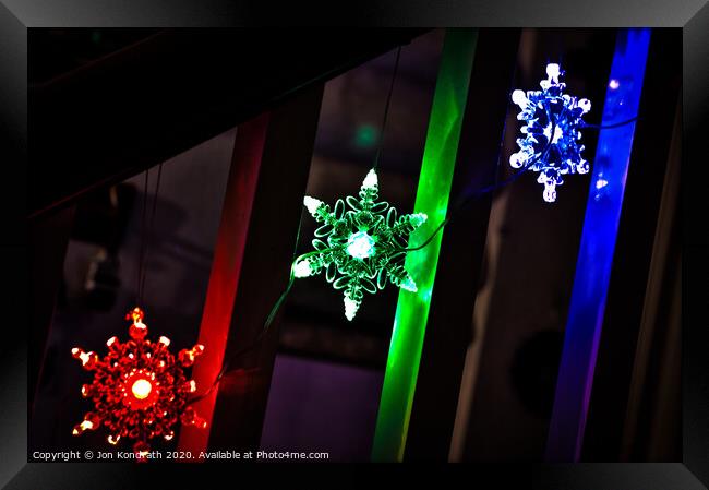 Christmas Snowflake Lights Framed Print by Jon Kondrath