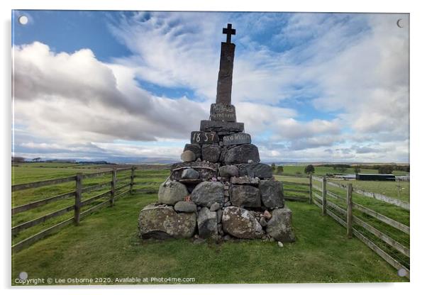 Maggie Wall's Cross - Site of last witch-burning i Acrylic by Lee Osborne