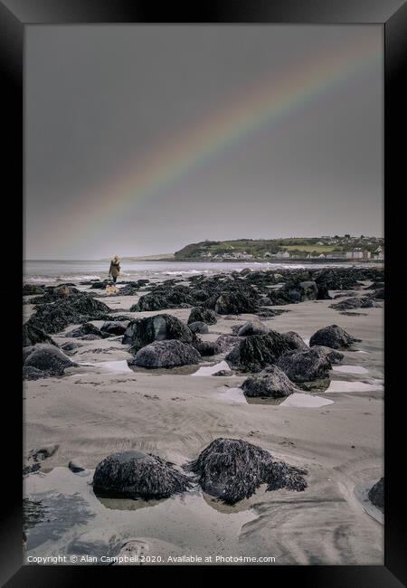Rainbow On The Rocks Framed Print by Alan Campbell