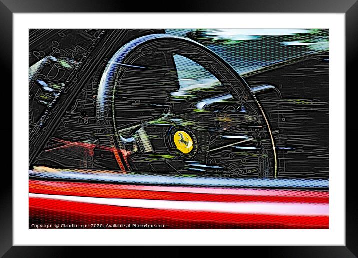 Rosso Ferrari #3 _Digital Art Framed Mounted Print by Claudio Lepri