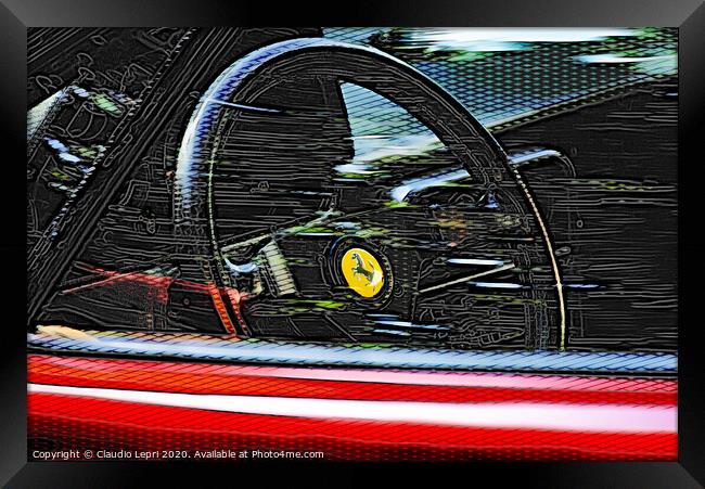 Rosso Ferrari #3 _Digital Art Framed Print by Claudio Lepri