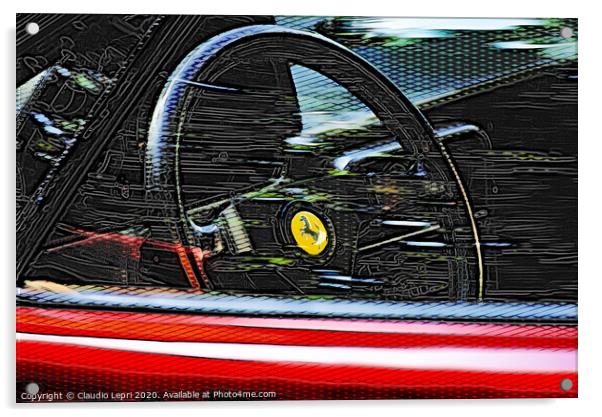 Rosso Ferrari #3 _Digital Art Acrylic by Claudio Lepri