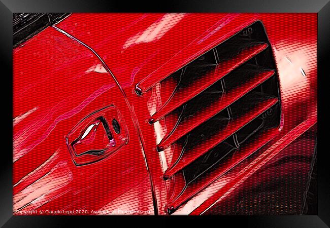 Rosso Ferrari #1 _ Digital Art Framed Print by Claudio Lepri