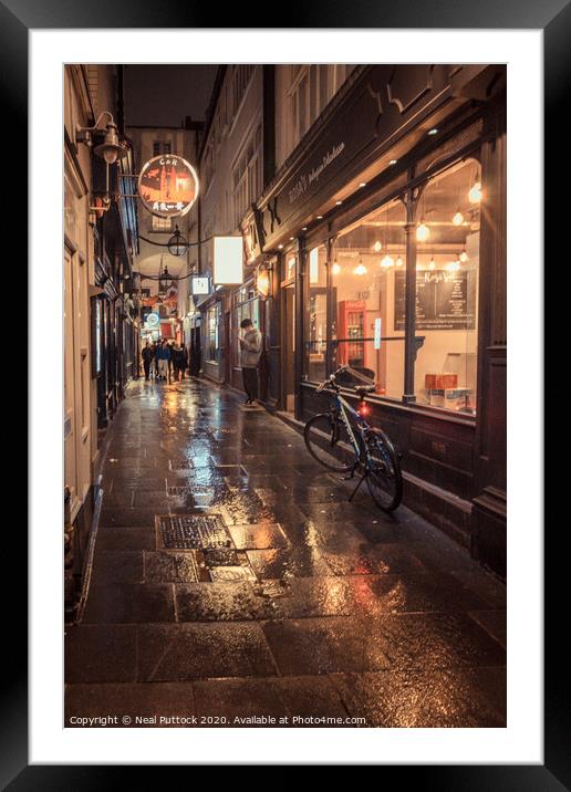 Alleyway at Night Framed Mounted Print by Neal P