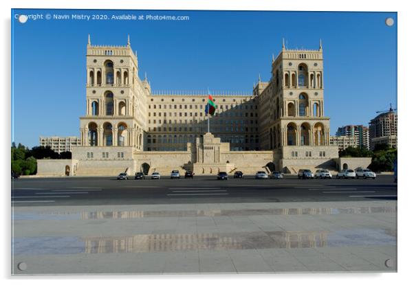 Government House of Baku, Azerbaijan.  Acrylic by Navin Mistry