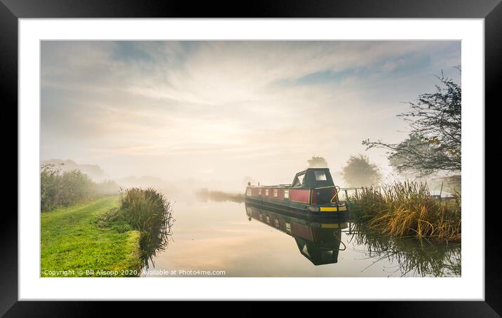 A bright misty morning on the Ashby Canal at Shack Framed Mounted Print by Bill Allsopp
