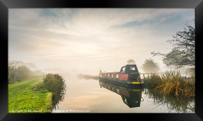 A bright misty morning on the Ashby Canal at Shack Framed Print by Bill Allsopp