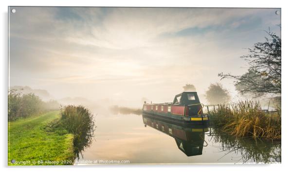 A bright misty morning on the Ashby Canal at Shack Acrylic by Bill Allsopp