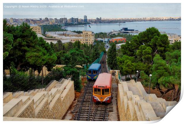 Baku Azerbaijan Baku Funicular Print by Navin Mistry