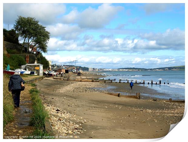 Chine beach at Shanklin in October on the Isle of Wight. Print by john hill