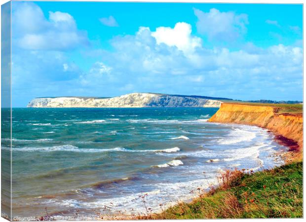Compton bay on a windy day on the Isle of Wight  Canvas Print by john hill