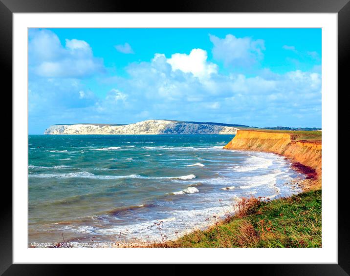 Compton bay on a windy day on the Isle of Wight  Framed Mounted Print by john hill