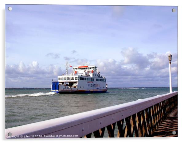 Ferry leaving Yarmouth on the Isle of Wight. Acrylic by john hill