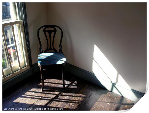 Chair in a empty room. Print by john hill