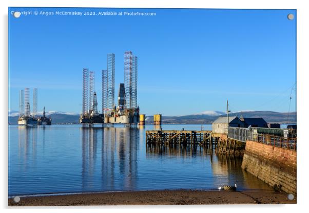 Decommissioned oil rigs off Cromarty harbour Acrylic by Angus McComiskey