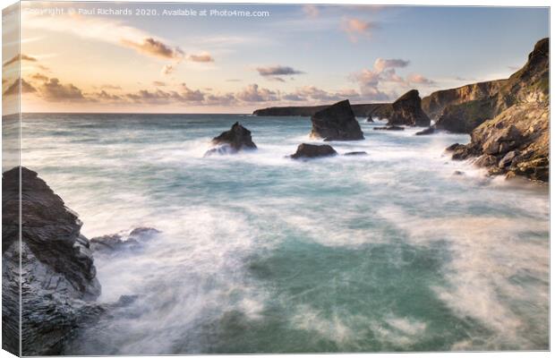 Bedruthan Steps, in Cornwall Canvas Print by Paul Richards
