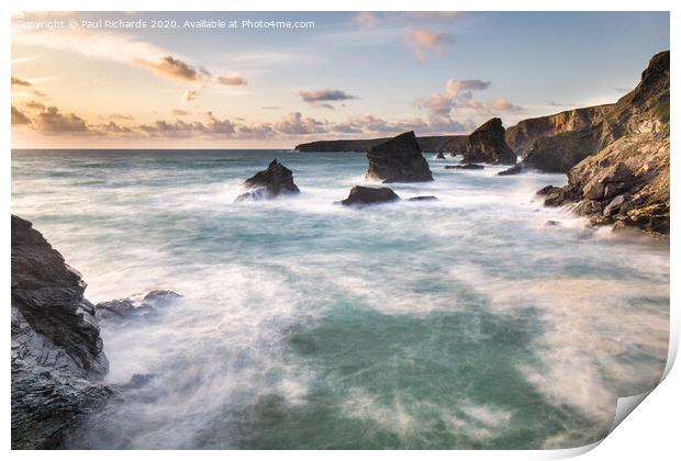 Bedruthan Steps, in Cornwall Print by Paul Richards