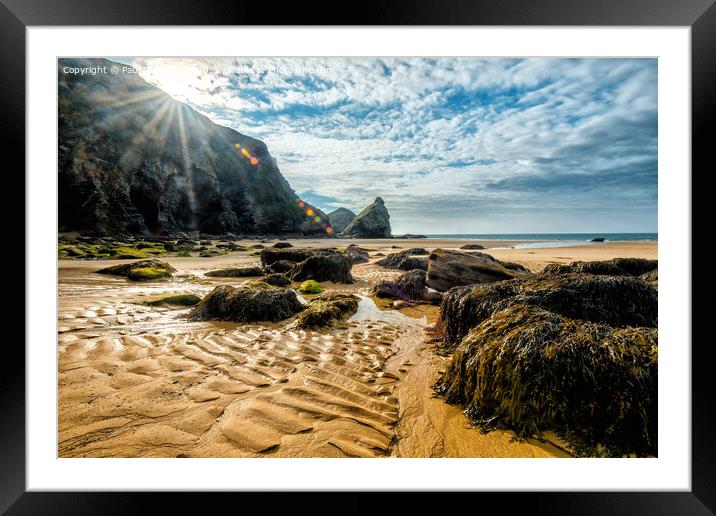 Whipsiddery beach, in Cornwall Framed Mounted Print by Paul Richards