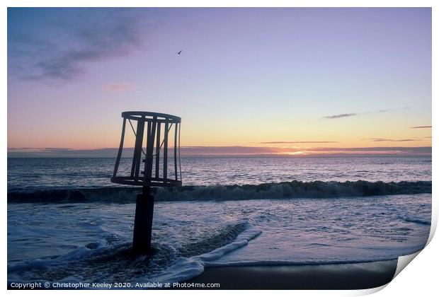 Sunrise at Gorleston beach Print by Christopher Keeley