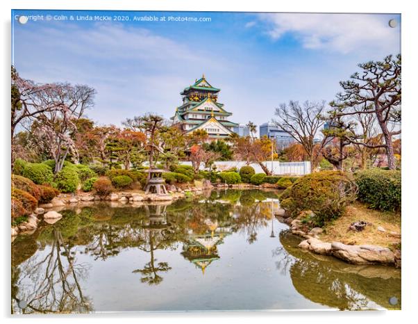 Osaka Castle Keep Reflection Acrylic by Colin & Linda McKie