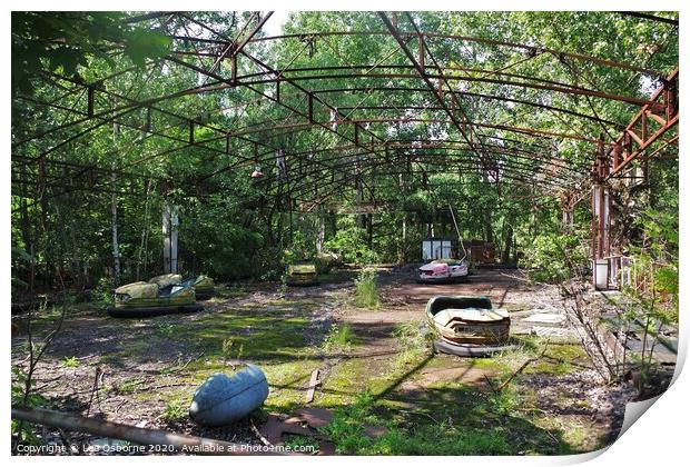 Dodgems, Pripyat Amusement Park Print by Lee Osborne