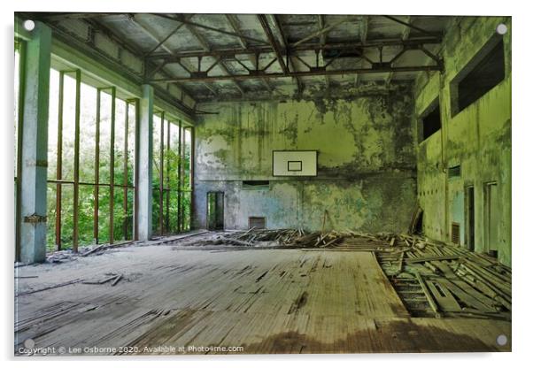Basketball Court, Pripyat Acrylic by Lee Osborne