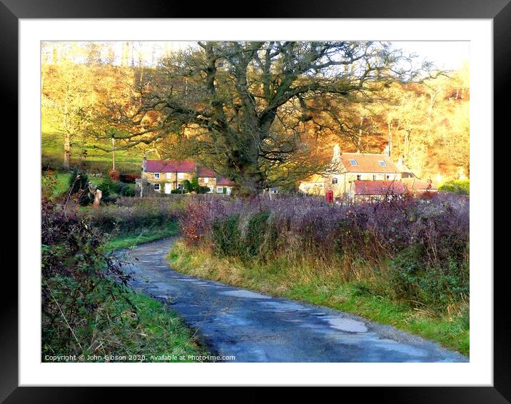 Late Evening Sun at Church Houses, Farndale, North Framed Mounted Print by John Gibson