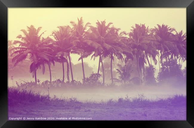 Foggy Goan Fields  Framed Print by Jenny Rainbow