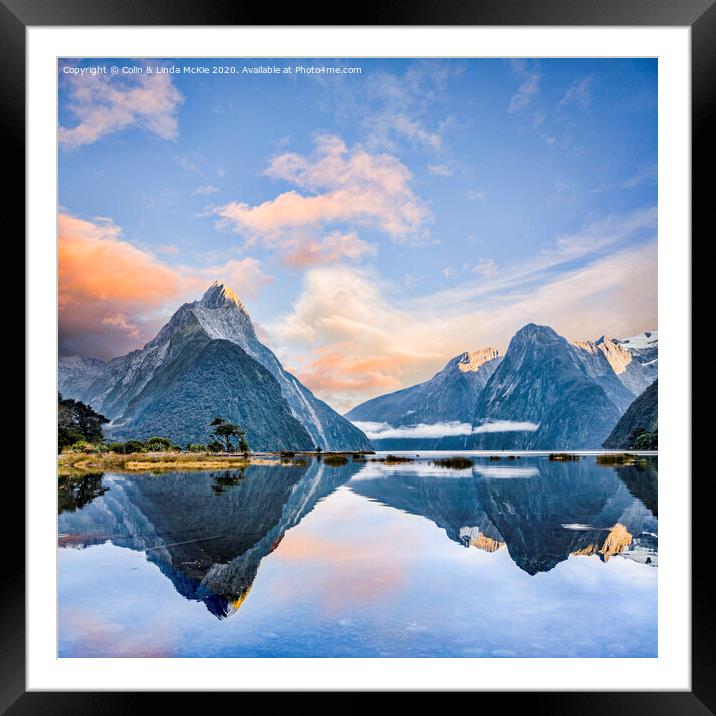 Milford Sound with Mitre Peak, Fiordland, New Zealand Framed Mounted Print by Colin & Linda McKie