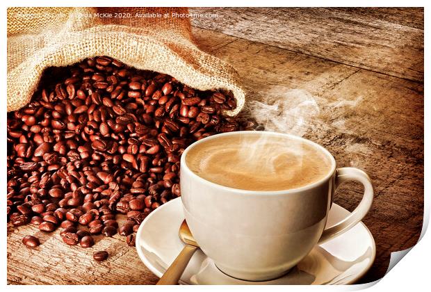 Coffee and Sack of Coffee Beans Print by Colin & Linda McKie