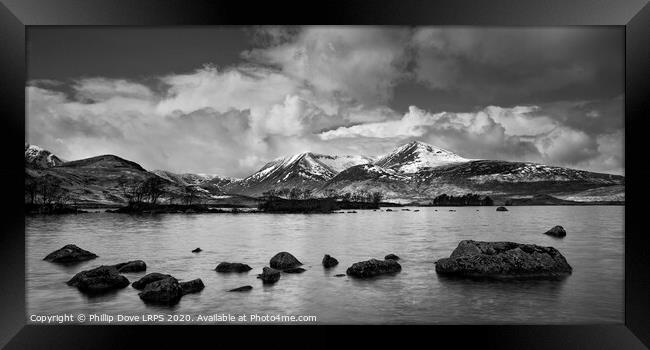 Snowclouds over Rannoch Framed Print by Phillip Dove LRPS