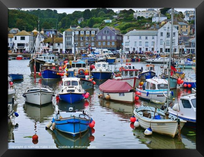 Mevagissey view from the harbour Framed Print by Nathalie Hales