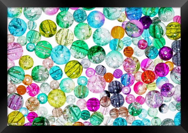 High Key Image of Colourful Glass Jewellery Making Beads Framed Print by David Forster