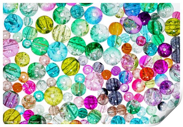 High Key Image of Colourful Glass Jewellery Making Beads Print by David Forster