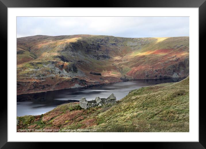 Ruin with Light Raking the Fells above Haweswater, Lake District Framed Mounted Print by David Forster