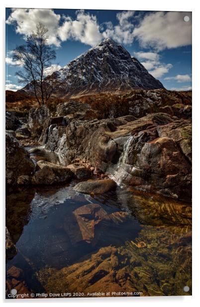 Cool Waters at the Buachaille Etive Mor Acrylic by Phillip Dove LRPS