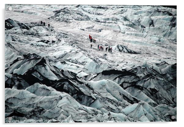 Climbing the glacier Acrylic by Howard Corlett