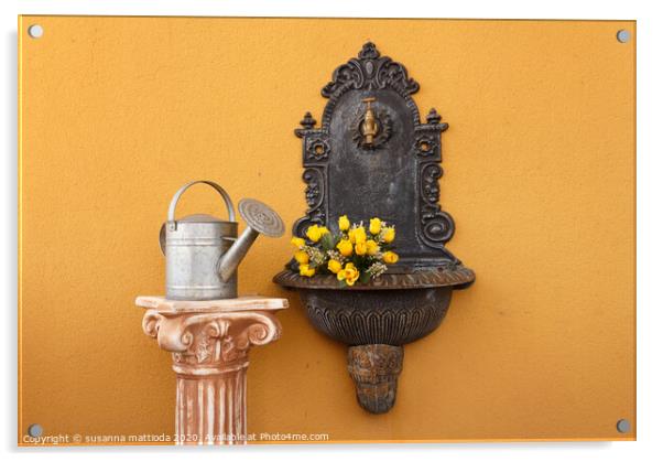 cast iron wall fountain Acrylic by susanna mattioda