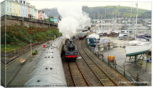 Kingswear Rail And River Canvas Print by Peter F Hunt