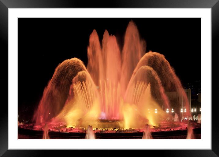 Magic Fountain in Barcelona at Night Framed Mounted Print by Artur Bogacki