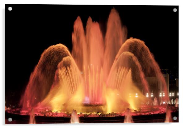 Magic Fountain in Barcelona at Night Acrylic by Artur Bogacki