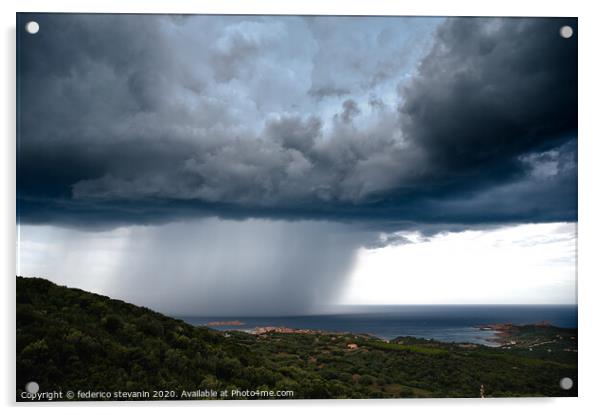 heavy rain in the sea along the coast Acrylic by federico stevanin